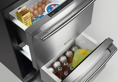 Electrolux fresh food refrigerator drawer has Signature Soft-Arc drawer