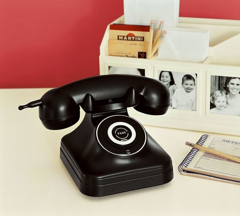 New Pottery Barn Grand Cordless Phone Retro Vintage Inspired Black