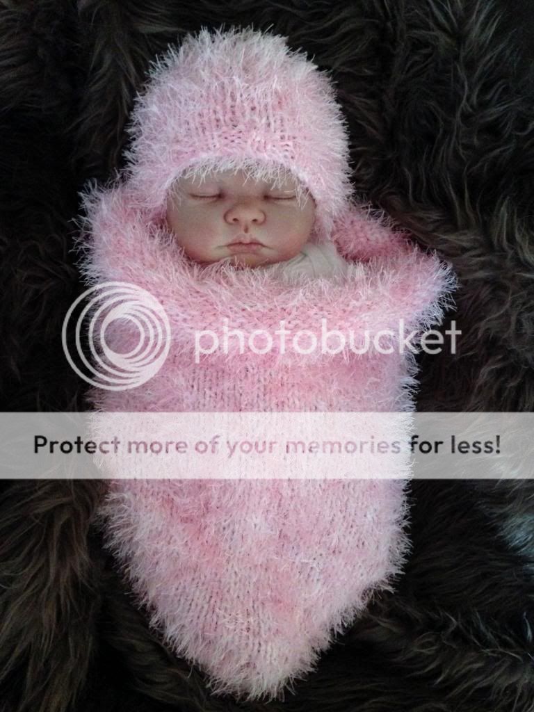 Hand Knitted Baby Sleeping Bag Papoose Cocoon Hat Photo Photography Prop 0 6M