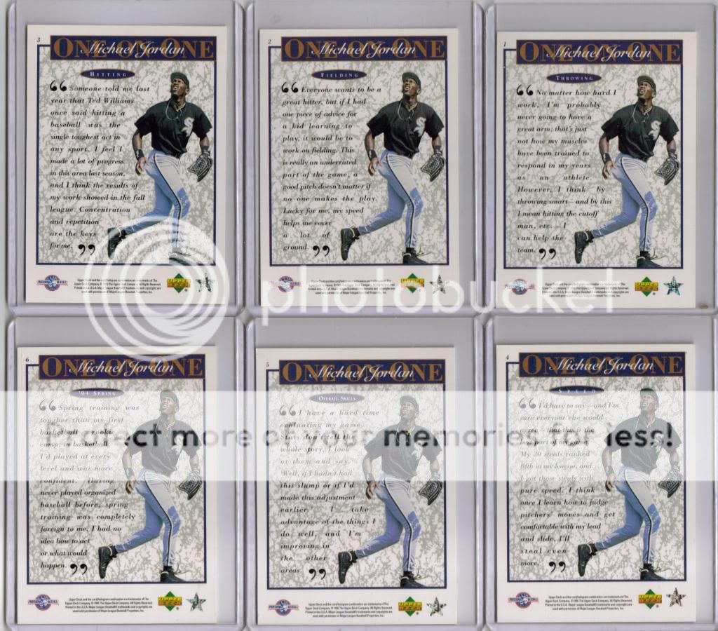 1995 UD MICHAEL JORDAN BARONS WHITE SOX 10 CARD SET  