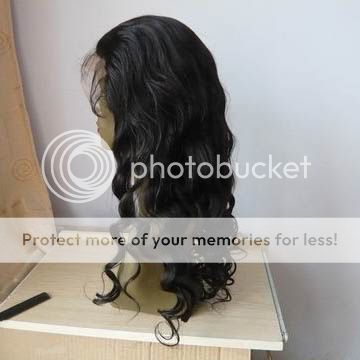 16 Full wig Lace Front Wig Body Wave #1B Natural Black 100 Indian 