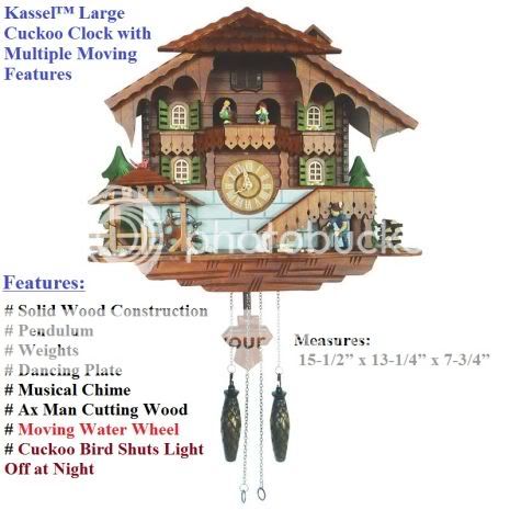 Kassel™ Large Cuckoo Clock with Multiple Moving Features Bird Shuts