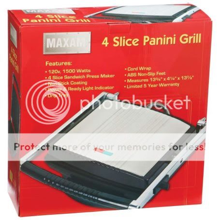 Maxam® 4 Slice Panini Grill Sandwich Press Maker Non Stick Coating 