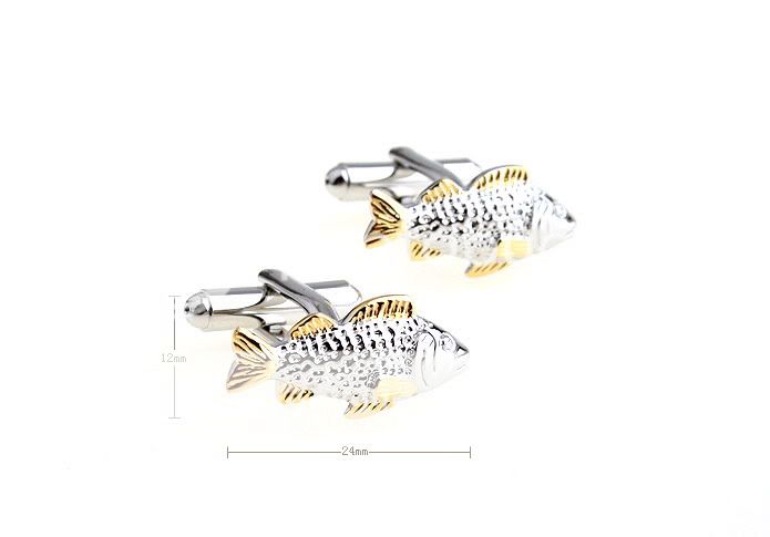 pair of Animal Fish Emblem Badge Cufflinks  